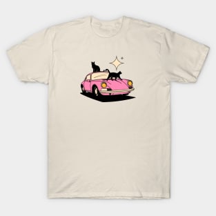 Cool Car Black Cat in beige T-Shirt